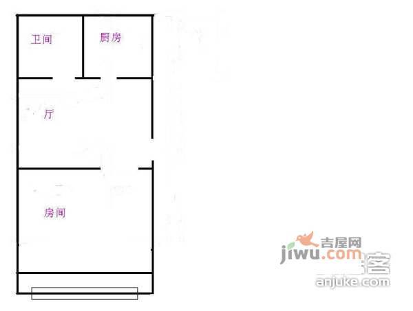 普乐三村1室1厅1卫48㎡户型图