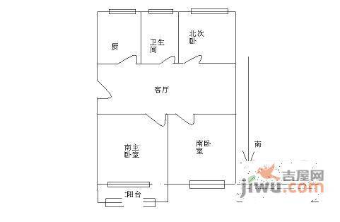 普乐三村3室1厅1卫125㎡户型图