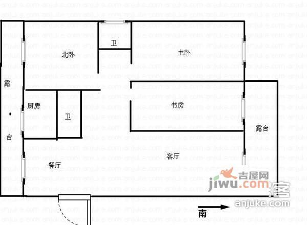 普乐三村3室2厅2卫129㎡户型图