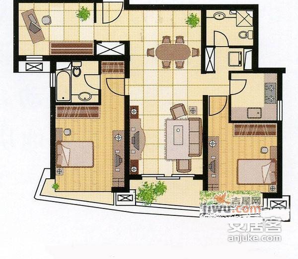 西部俊园3室2厅2卫158㎡户型图