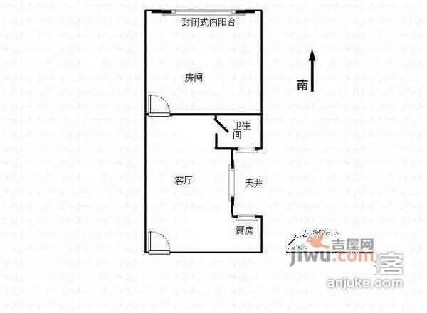 梅陇七村1室1厅1卫52㎡户型图