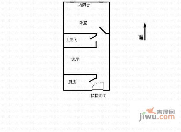 梅陇七村1室1厅1卫52㎡户型图