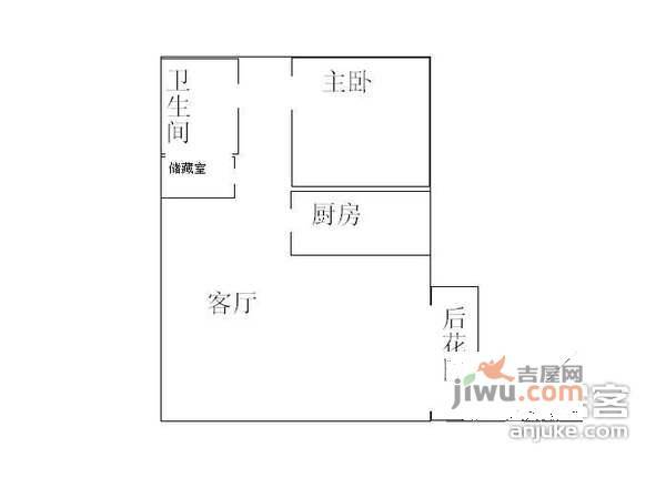 菊园1室2厅1卫68㎡户型图