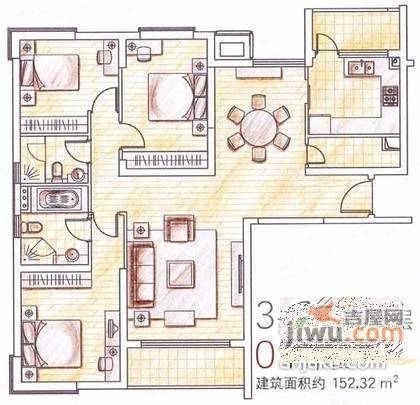 菊园3室2厅3卫141㎡户型图