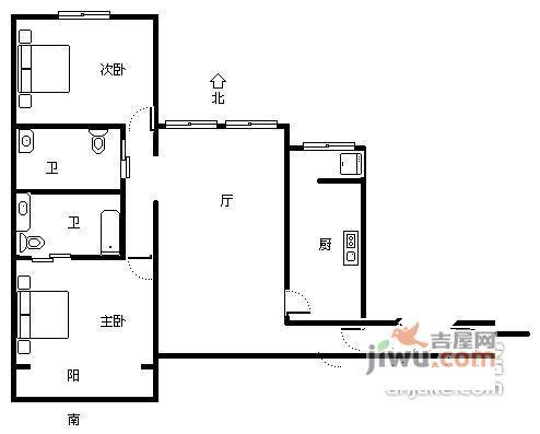 菊园2室2厅2卫120㎡户型图