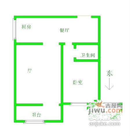 万荣小区1室1厅1卫44㎡户型图