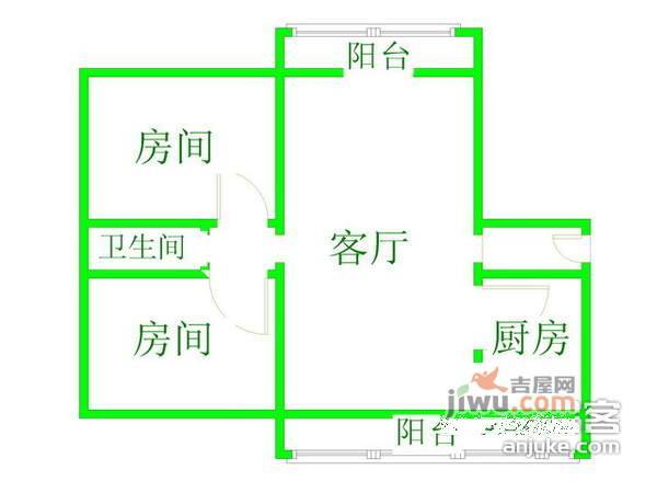 中关村公寓2室2厅1卫130㎡户型图