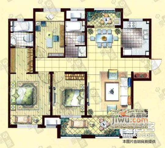 中关村公寓3室2厅2卫149㎡户型图