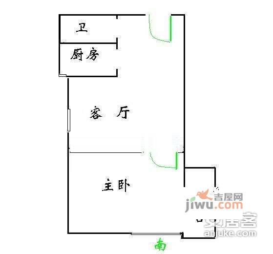 都华名苑1室2厅1卫82㎡户型图