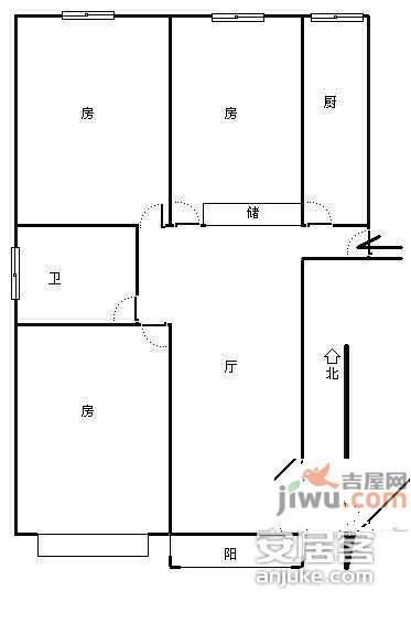 天山华庭3室1厅1卫112㎡户型图