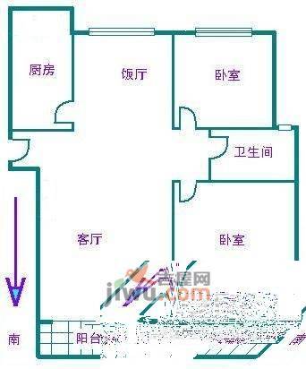 天台家园2室1厅1卫85㎡户型图