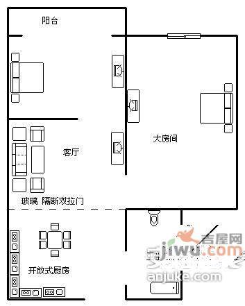 桃浦六村绿春苑2室1厅1卫85㎡户型图