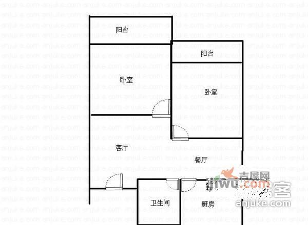 桃浦六村绿春苑2室2厅1卫74㎡户型图