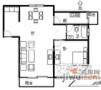 老西门新苑1室2厅1卫87㎡户型图