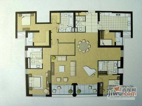 老西门新苑5室2厅3卫户型图