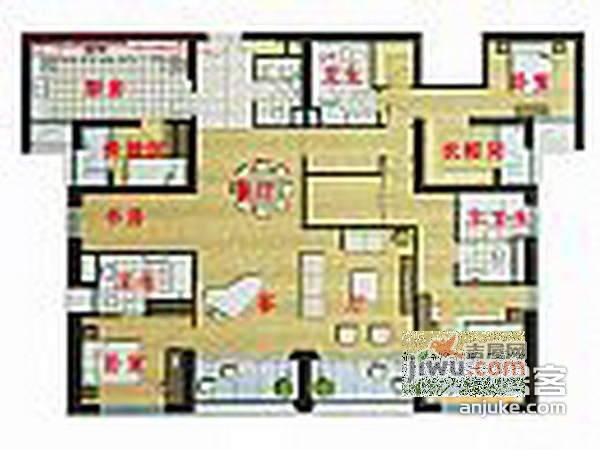 老西门新苑5室2厅3卫户型图