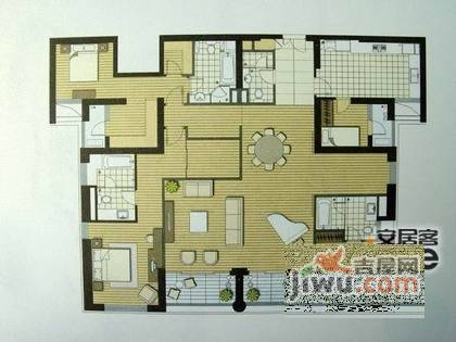 老西门新苑4室3厅4卫288㎡户型图