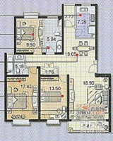 盛源公寓3室2厅1卫116㎡户型图