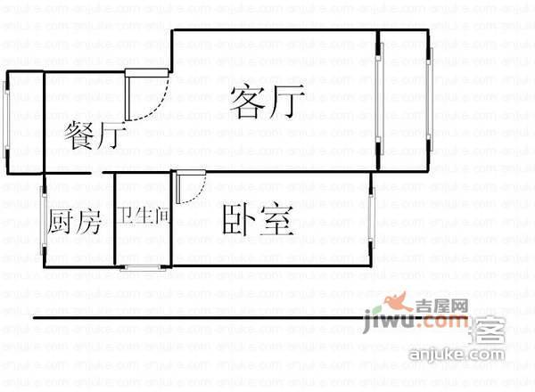 成亿宝盛家苑1室2厅1卫65㎡户型图