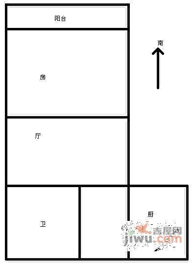 甘泉苑1室1厅1卫46㎡户型图