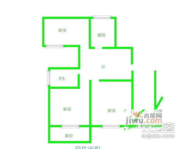 海阳新村3室1厅1卫98㎡户型图