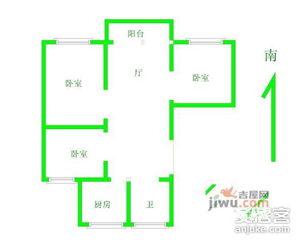 海棠苑3室2厅1卫143㎡户型图