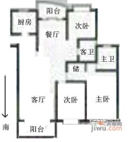 大上海城市花园3室2厅2卫178㎡户型图