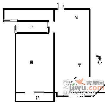 大上海城市花园1室1厅1卫65㎡户型图