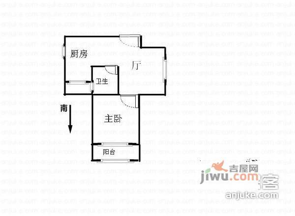 大上海城市花园1室1厅1卫65㎡户型图