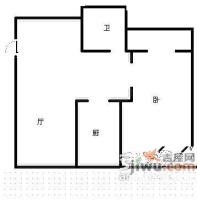 大上海城市花园1室2厅1卫62㎡户型图
