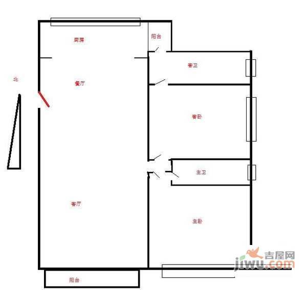 路易凯旋宫2室2厅2卫133㎡户型图