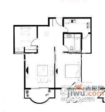 路易凯旋宫2室2厅1卫99㎡户型图