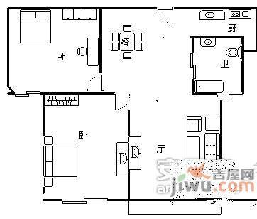 日月星辰小区2室1厅1卫95㎡户型图