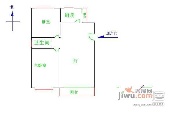 三泉家园2室2厅1卫108㎡户型图