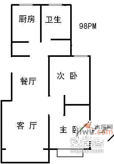 三泉家园2室2厅1卫108㎡户型图