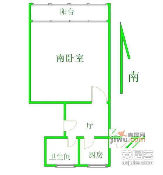 昌四小区1室1厅1卫46㎡户型图