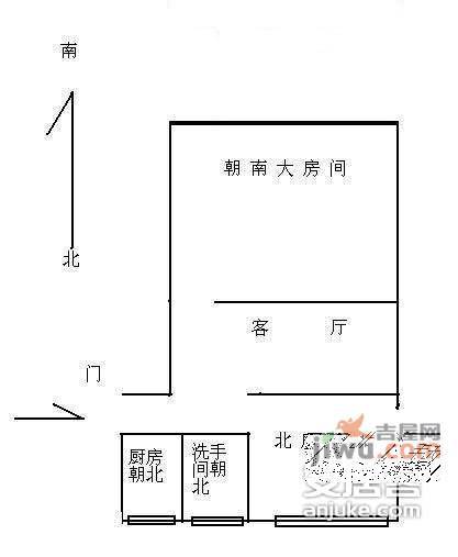 园南一村1室1厅1卫43㎡户型图