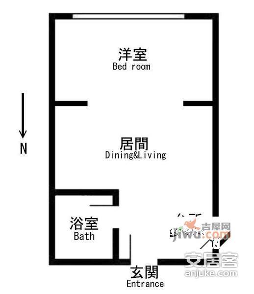 园南一村1室1厅1卫43㎡户型图