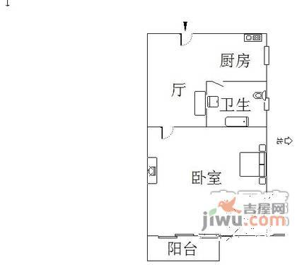 文汇小区1室1厅1卫49㎡户型图