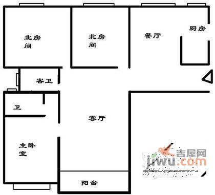 海鑫公寓3室1厅1卫100㎡户型图