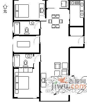 松云水苑3室2厅1卫126㎡户型图