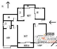 望族新苑2室2厅2卫127㎡户型图