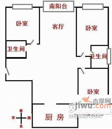 丽水豪庭3室2厅2卫129㎡户型图