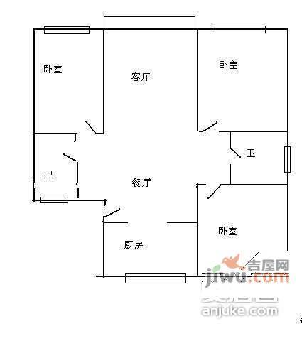 中恒苑3室2厅2卫127㎡户型图