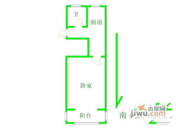 曹杨四村1室1厅1卫46㎡户型图