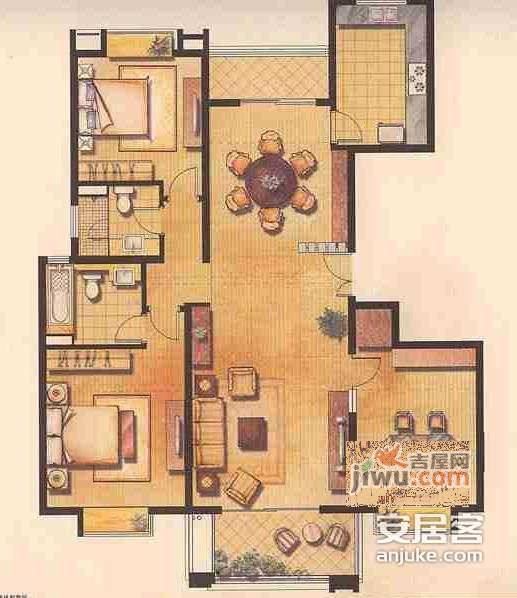 金色贝拉维3室2厅2卫165㎡户型图