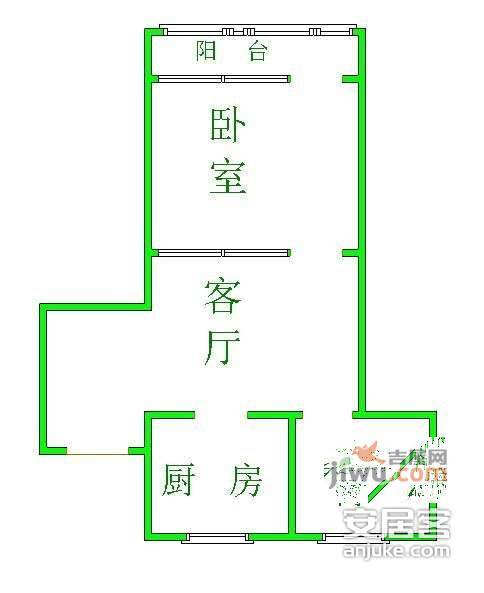 昌七小区1室1厅1卫49㎡户型图