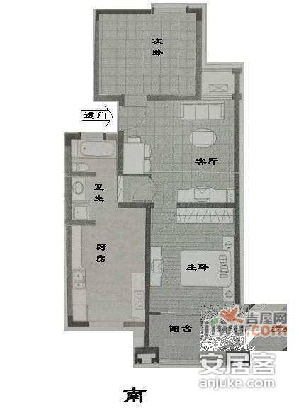 新福康里2室1厅1卫89㎡户型图