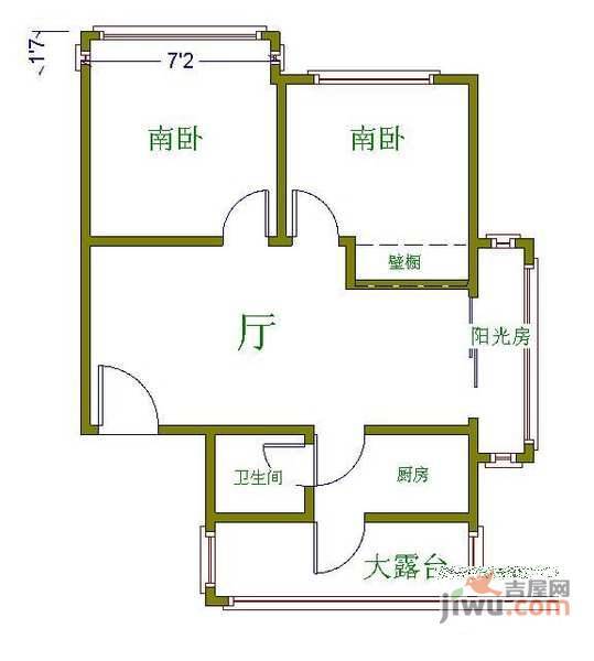 祥和家园2室2厅1卫113㎡户型图