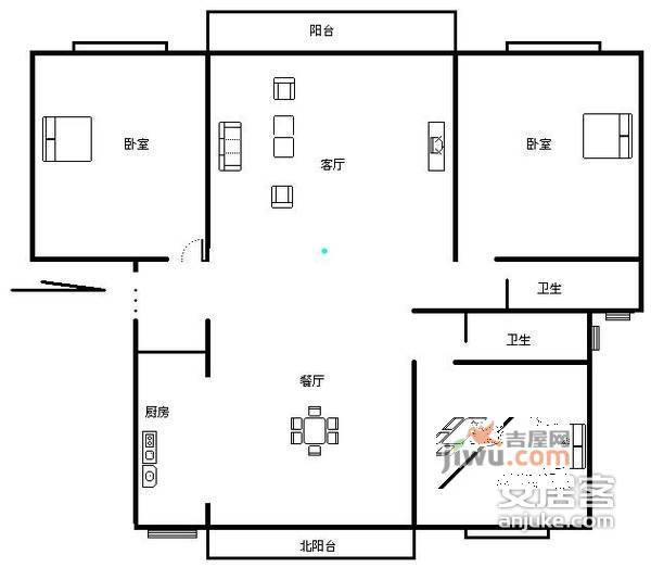 祥和家园3室2厅2卫156㎡户型图